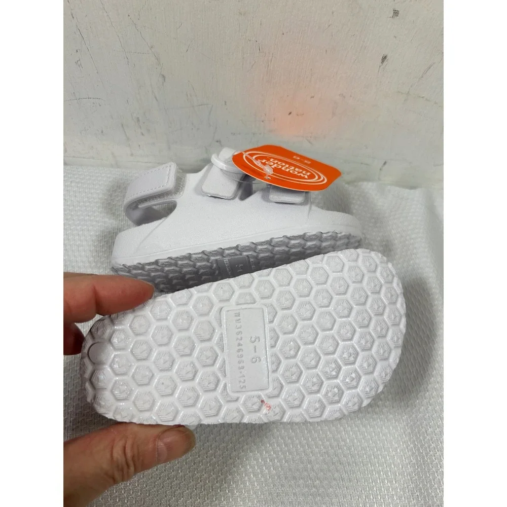 Wonder Nation EVA Buckle Sandals 5-6 White Shimmer Toddler‎ Kids